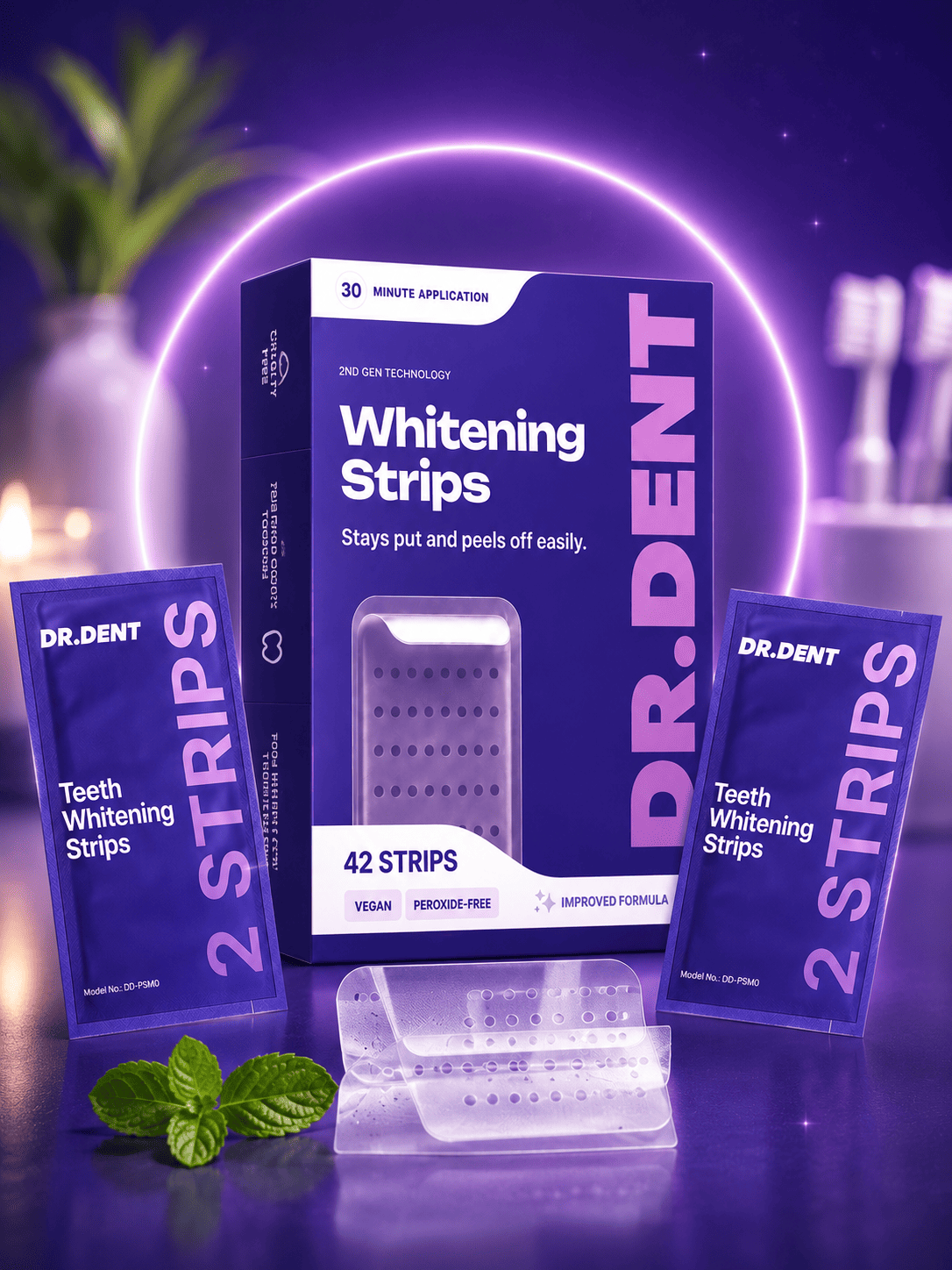Dr. Dent™ – 42 Tiras Blanqueadoras Violetas