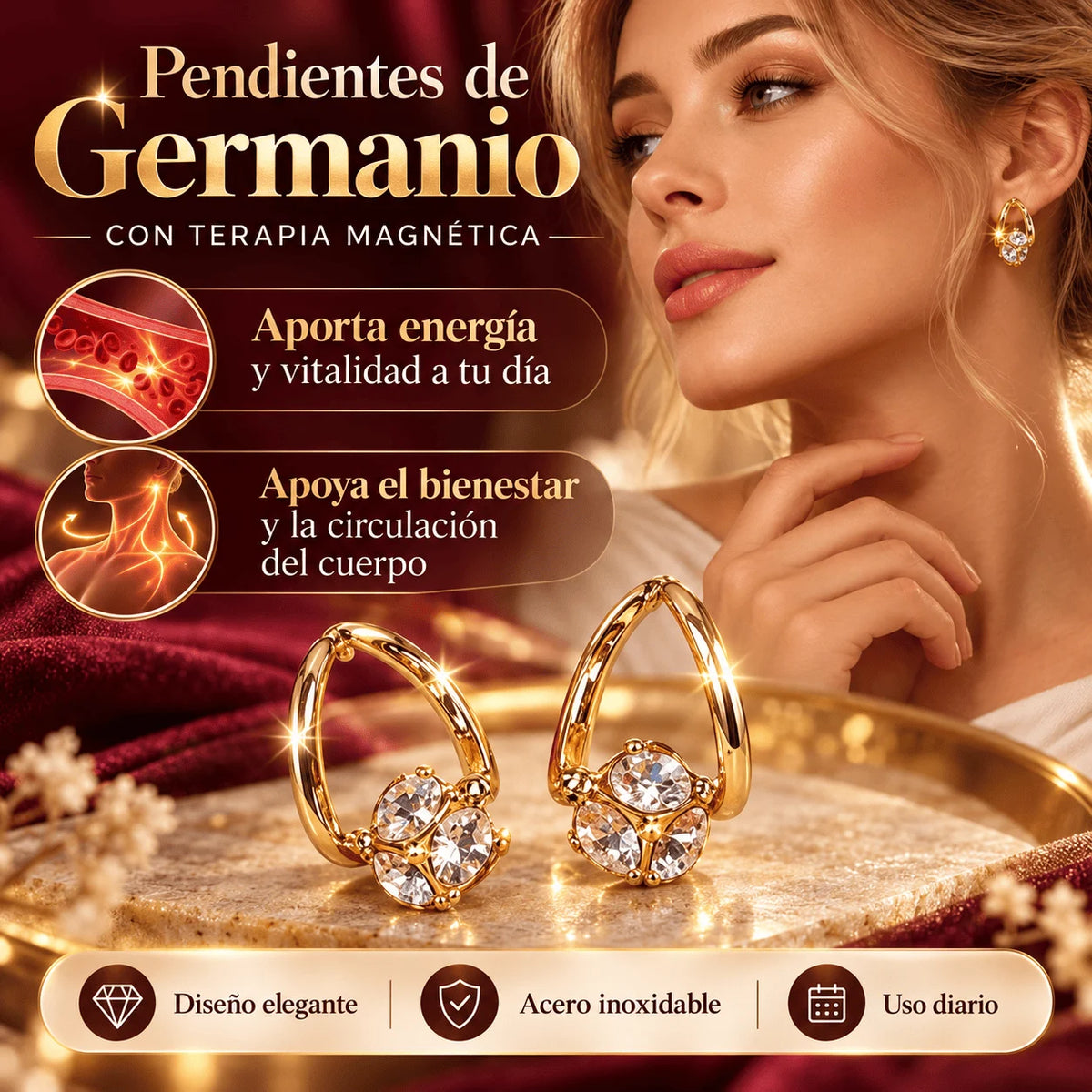 Par Pendientes de germanio con terapia magnética