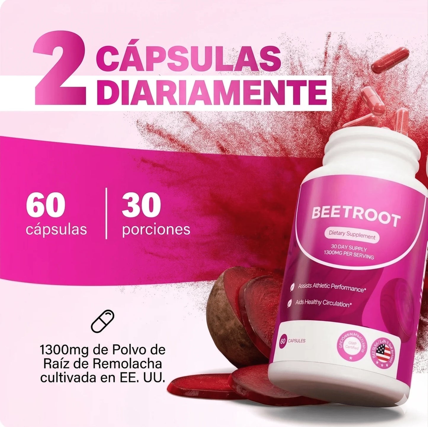 Beetroot Cápsulas (1300mg) - 60 Cápsulas